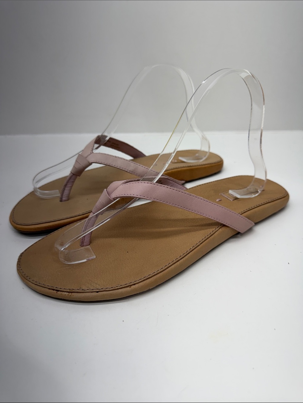 Women's olukai hulali Pink Leather Thong Sandals sz 10